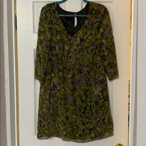 Floral Jcrew dress w/ sheer sleeves &elastic waist